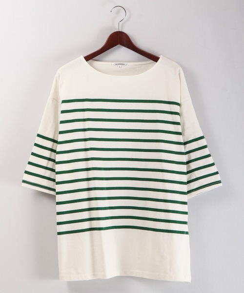 SUGGESTION(サジェッション)の「SUGGESTION ヘビーウエイトパネル切替ボーダーバスクシャツ(Tシャツ/カットソー・メンズ・グリーン/ブラック/ブルー/その他2/レッド/その他1・M/L)」の15枚目の写真