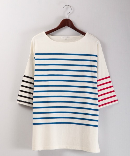SUGGESTION(サジェッション)の「SUGGESTION ヘビーウエイトパネル切替ボーダーバスクシャツ(Tシャツ/カットソー・メンズ・グリーン/ブラック/ブルー/その他2/レッド/その他1・M/L)」の11枚目の写真