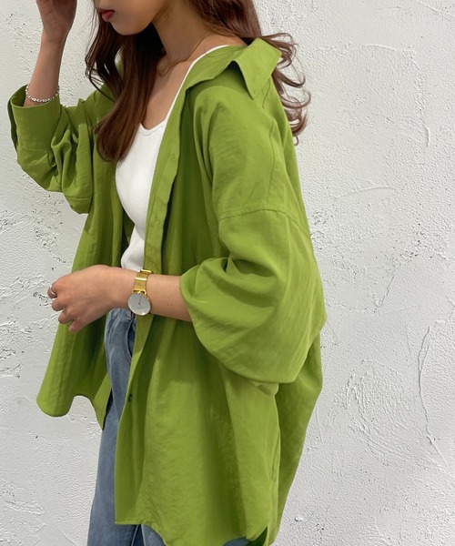 apres jour mignon（アプレジュールミニョン）の「カラーシャツ【ZOZOTOWN限定アイテム】（シャツ/ブラウス・レディース・ピンク/ブルー/グリーン/イエロー・X-LARGE/フリー）」の2枚目の写真