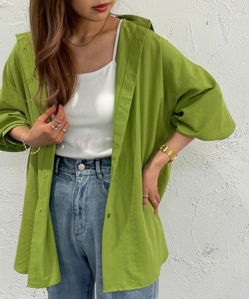 apres jour mignon（アプレジュールミニョン）の「カラーシャツ【ZOZOTOWN限定アイテム】（シャツ/ブラウス・レディース・ピンク/ブルー/グリーン/イエロー・X-LARGE/フリー）」の5枚目の写真