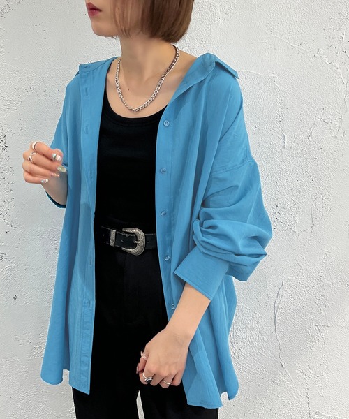 apres jour mignon（アプレジュールミニョン）の「カラーシャツ【ZOZOTOWN限定アイテム】（シャツ/ブラウス・レディース・ピンク/ブルー/グリーン/イエロー・X-LARGE/フリー）」の12枚目の写真