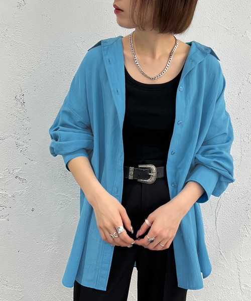 apres jour mignon（アプレジュールミニョン）の「カラーシャツ【ZOZOTOWN限定アイテム】（シャツ/ブラウス・レディース・ピンク/ブルー/グリーン/イエロー・X-LARGE/フリー）」の13枚目の写真