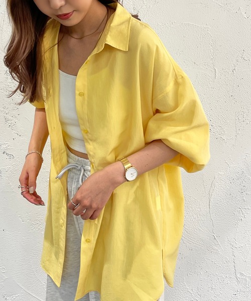 apres jour mignon（アプレジュールミニョン）の「カラーシャツ【ZOZOTOWN限定アイテム】（シャツ/ブラウス・レディース・ピンク/ブルー/グリーン/イエロー・X-LARGE/フリー）」の20枚目の写真