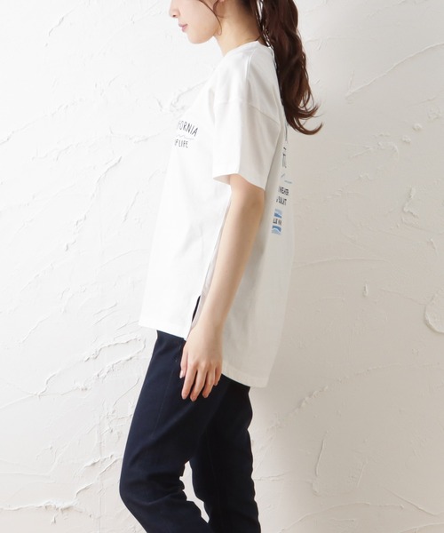 Mac-House(マックハウス)の「UNDERWRAPS アンダーラップス バックテール刺繍VネックTシャツ(Tシャツ/カットソー・レディース・ホワイト/チャコール/ピンク・フリー)」の13枚目の写真