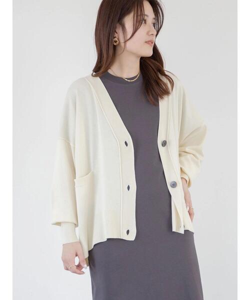 Green　Parks（グリーンパークス）の「洗える ショート丈ニットカーデ（カーディガン/ボレロ・レディース・チャコールグレー/オフホワイト/イエロー/オレンジ/グリーン・FREE）」の7枚目の写真