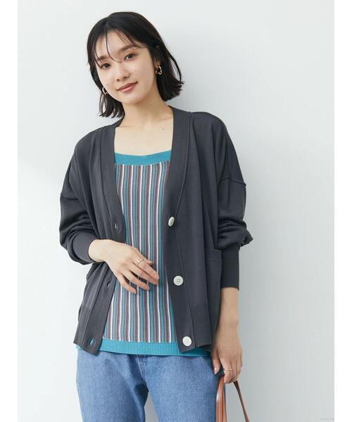 Green　Parks（グリーンパークス）の「洗える ショート丈ニットカーデ（カーディガン/ボレロ・レディース・チャコールグレー/オフホワイト/イエロー/オレンジ/グリーン・FREE）」の8枚目の写真