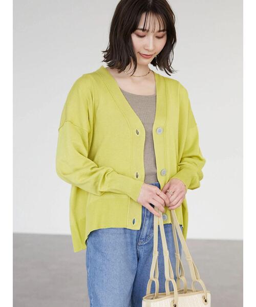 Green　Parks（グリーンパークス）の「洗える ショート丈ニットカーデ（カーディガン/ボレロ・レディース・チャコールグレー/オフホワイト/イエロー/オレンジ/グリーン・FREE）」の10枚目の写真