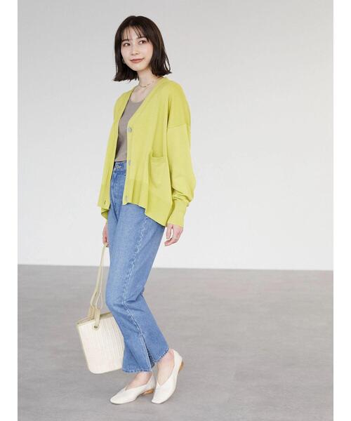 Green　Parks（グリーンパークス）の「洗える ショート丈ニットカーデ（カーディガン/ボレロ・レディース・チャコールグレー/オフホワイト/イエロー/オレンジ/グリーン・FREE）」の12枚目の写真