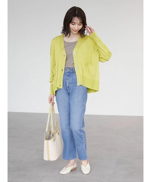 Green　Parks（グリーンパークス）の「洗える ショート丈ニットカーデ（カーディガン/ボレロ・レディース・チャコールグレー/オフホワイト/イエロー/オレンジ/グリーン・FREE）」の14枚目の写真