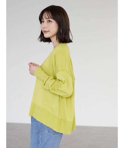 Green　Parks（グリーンパークス）の「洗える ショート丈ニットカーデ（カーディガン/ボレロ・レディース・チャコールグレー/オフホワイト/イエロー/オレンジ/グリーン・FREE）」の15枚目の写真