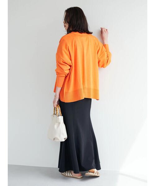 Green　Parks（グリーンパークス）の「洗える ショート丈ニットカーデ（カーディガン/ボレロ・レディース・チャコールグレー/オフホワイト/イエロー/オレンジ/グリーン・FREE）」の21枚目の写真