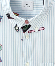 ポールスミス Paul Smith 半袖 シャツ 【M】 ボタンダウン 自転車柄 マルチカラーボタン 半袖シャツ（ネイビー） ｜ポール・スミス