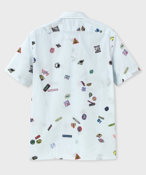 Paul SmithLIVE FASTER プリント半袖　ボタンダウンシャツ ポールスミス LIVE FASTER チーター プリント 総柄 半袖シャツ L