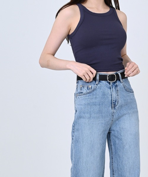 me+em select（ミームセレクト）の「細リブアメスリタンクトップ（タンクトップ・レディース・グレー/ピンク/アイボリー/ブラック/チャコールグレー・FREE）」の4枚目の写真