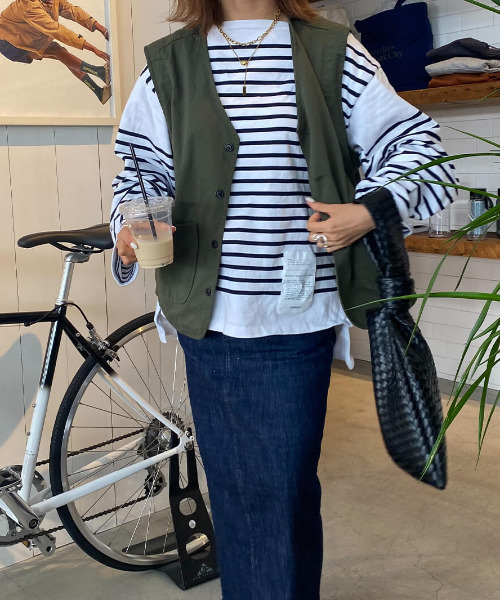 ISOOK（アイスー）の「Military gillet / ミリタリージレ（mako select）（その他アウター・レディース・カーキ・FREE）」の5枚目の写真