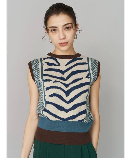 EVRIS（エヴリス）の「パターンミックスジャガードニットベスト（ニット/セーター・レディース・オレンジ/ブルー・FREE）」の15枚目の写真