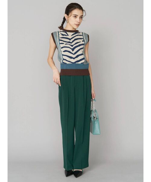 EVRIS（エヴリス）の「パターンミックスジャガードニットベスト（ニット/セーター・レディース・オレンジ/ブルー・FREE）」の11枚目の写真