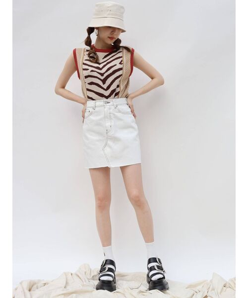 EVRIS（エヴリス）の「パターンミックスジャガードニットベスト（ニット/セーター・レディース・オレンジ/ブルー・FREE）」の19枚目の写真