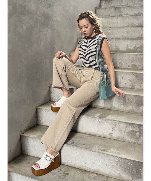 EVRIS（エヴリス）の「パターンミックスジャガードニットベスト（ニット/セーター・レディース・オレンジ/ブルー・FREE）」の9枚目の写真