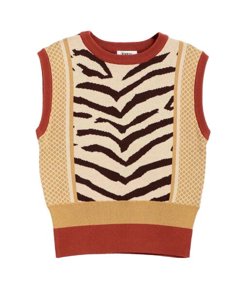 EVRIS（エヴリス）の「パターンミックスジャガードニットベスト（ニット/セーター・レディース・オレンジ/ブルー・FREE）」の14枚目の写真