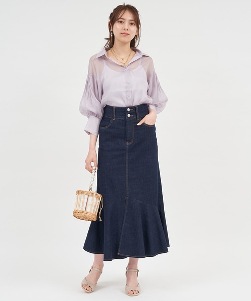 ROYAL PARTY(ロイヤルパーティー)の「袖ボリュームシアーシャツブラウス(シャツ/ブラウス・レディース・パープル/オフホワイト/グリーン・FREE)」の17枚目の写真