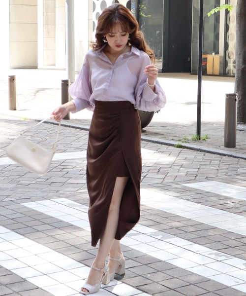 ROYAL PARTY(ロイヤルパーティー)の「袖ボリュームシアーシャツブラウス(シャツ/ブラウス・レディース・パープル/オフホワイト/グリーン・FREE)」の18枚目の写真
