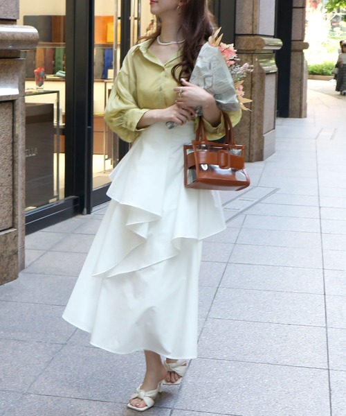 ROYAL PARTY(ロイヤルパーティー)の「袖ボリュームシアーシャツブラウス(シャツ/ブラウス・レディース・パープル/オフホワイト/グリーン・FREE)」の12枚目の写真