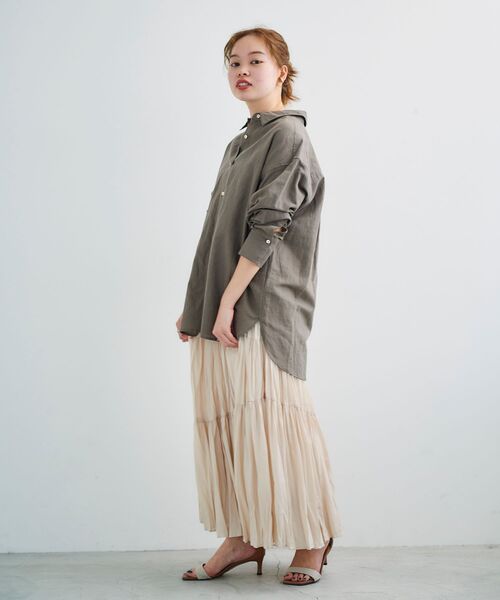 le.coeur blanc（ルクールブラン）の「プリーツティアードロングスカート（スカート・レディース・グリーン/ブラック/アイボリー・38）」の6枚目の写真