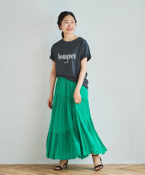 le.coeur blanc（ルクールブラン）の「プリーツティアードロングスカート（スカート・レディース・グリーン/ブラック/アイボリー・38）」の14枚目の写真