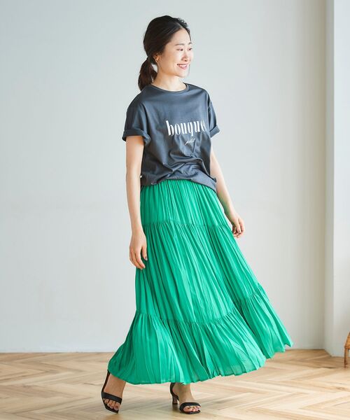 le.coeur blanc（ルクールブラン）の「プリーツティアードロングスカート（スカート・レディース・グリーン/ブラック/アイボリー・38）」の16枚目の写真
