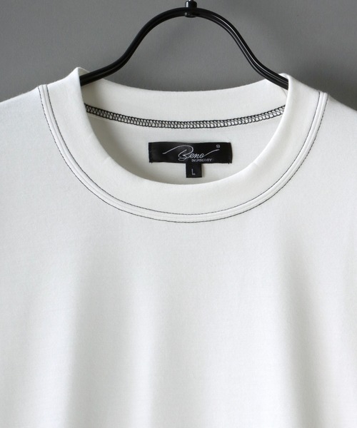 SITRY（シトリー）の「COOL Cardboard wide crew neck pullover/クールダンボール ワイド クルーネック プルオーバー（Tシャツ/カットソー・メンズ・ライトグレー/ブラック/ライトベージュ/マスタード/ホワイト/チャコールグレー/ブルーグリーン/パープル・M/L）」の9枚目の写真