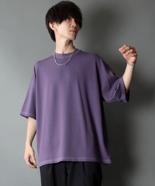 SITRY（シトリー）の「COOL Cardboard wide crew neck pullover/クールダンボール ワイド クルーネック プルオーバー（Tシャツ/カットソー・メンズ・ライトグレー/ブラック/ライトベージュ/マスタード/ホワイト/チャコールグレー/ブルーグリーン/パープル・M/L）」の22枚目の写真