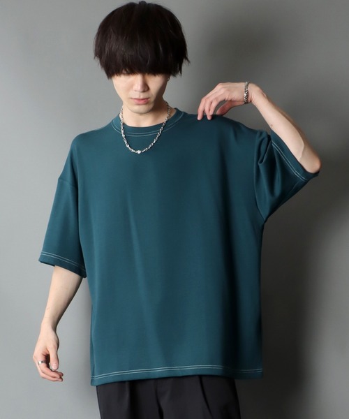 SITRY（シトリー）の「COOL Cardboard wide crew neck pullover/クールダンボール ワイド クルーネック プルオーバー（Tシャツ/カットソー・メンズ・ライトグレー/ブラック/ライトベージュ/マスタード/ホワイト/チャコールグレー/ブルーグリーン/パープル・M/L）」の21枚目の写真