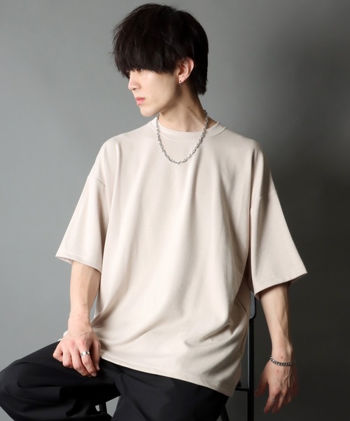 SITRY（シトリー）の「COOL Cardboard wide crew neck pullover/クールダンボール ワイド クルーネック プルオーバー（Tシャツ/カットソー・メンズ・ライトグレー/ブラック/ライトベージュ/マスタード/ホワイト/チャコールグレー/ブルーグリーン/パープル・M/L）」の20枚目の写真