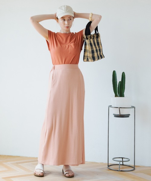 Crisp（クリスプ）の「フレンチポケットTシャツ（Tシャツ/カットソー・レディース・ブラウン/オレンジ/グリーン/アイボリー・FREE）」の14枚目の写真