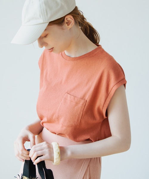 Crisp（クリスプ）の「フレンチポケットTシャツ（Tシャツ/カットソー・レディース・ブラウン/オレンジ/グリーン/アイボリー・FREE）」の15枚目の写真