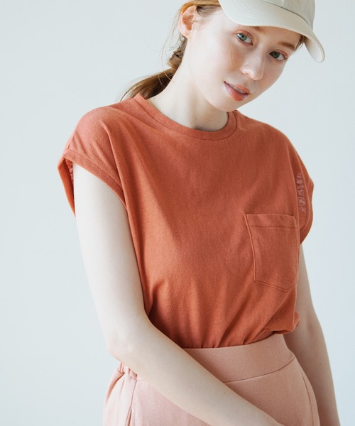 Crisp（クリスプ）の「フレンチポケットTシャツ（Tシャツ/カットソー・レディース・ブラウン/オレンジ/グリーン/アイボリー・FREE）」の16枚目の写真