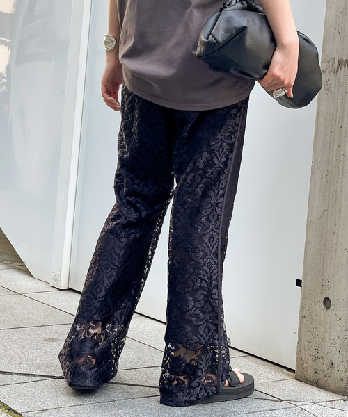 新品ドゥーズィエムクラス　パンツネイビー　ap studio Newハイウエストワイドパンツ（スラックス）｜AP STUDIO（エーピー