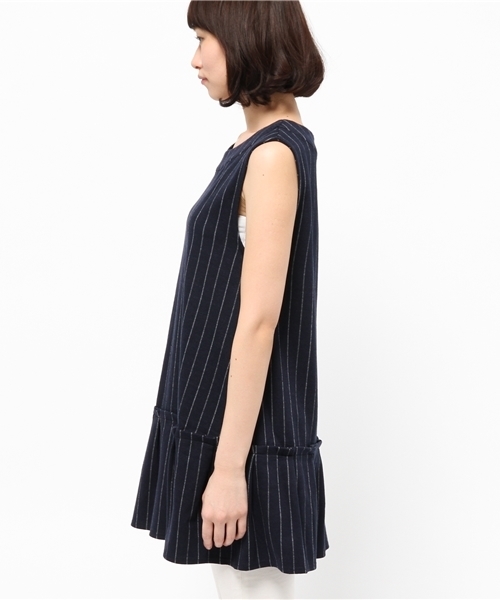 OUTLET（アウトレット）の「【Discoat Petit】ストライプJQDノースリカットワンピース（Tシャツ/カットソー・レディース・ネイビー・FREE）」の3枚目の写真