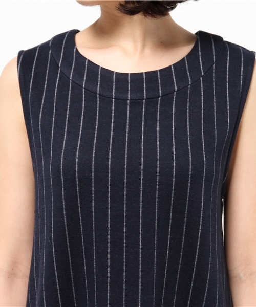 OUTLET（アウトレット）の「【Discoat Petit】ストライプJQDノースリカットワンピース（Tシャツ/カットソー・レディース・ネイビー・FREE）」の5枚目の写真