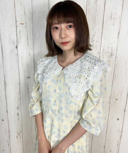 paravion(パラビオン)の「スクエアレース衿ワンピース(ワンピース・レディース・オフホワイト/イエロー・ONESIZE)」の2枚目の写真