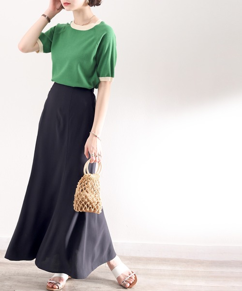 classicalelf（クラシカルエルフ）の「てろんな華奢感。マルチドット&無地パネルセミフレアスカート（スカート・レディース・ブラック/ブラック系その他・MEDIUM/X-LARGE）」の10枚目の写真