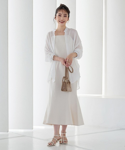 KOBE LETTUCE（コウベレタス）の「ツイルマーメイドキャミワンピース（ワンピース・レディース・ベージュ/ナチュラル/ブラック系・FREE）」の7枚目の写真