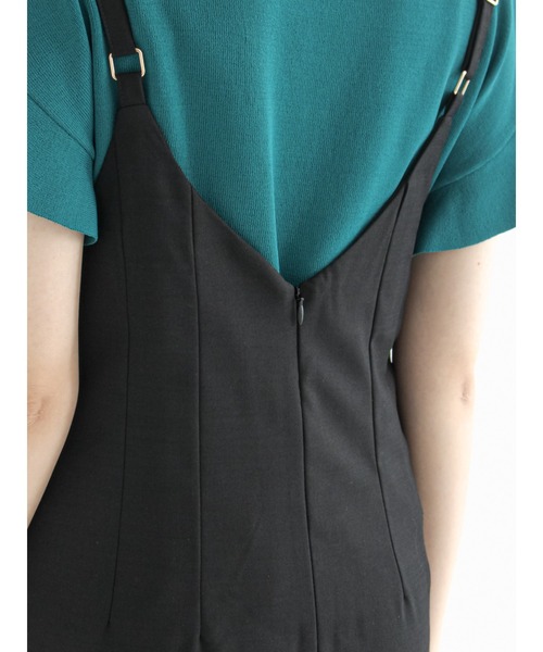 Te chichi（テチチ）の「麻調ストレートサロペットスカート（スカート・レディース・ブラック/ベージュ・ﾌﾘ-）」の7枚目の写真