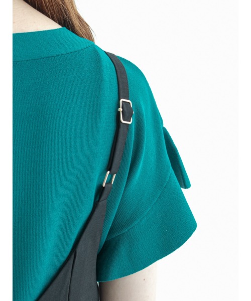 Te chichi（テチチ）の「麻調ストレートサロペットスカート（スカート・レディース・ブラック/ベージュ・ﾌﾘ-）」の8枚目の写真