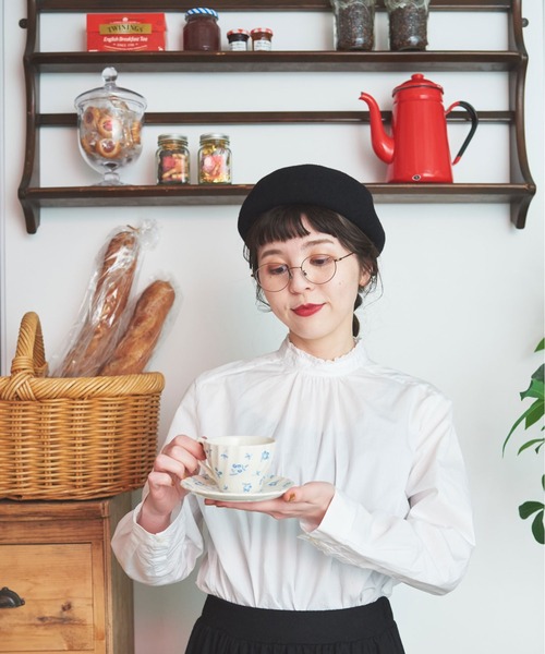 CHILD WOMAN(チャイルドウーマン)の「無地/ストライプ スタンドカラーシャツ(シャツ/ブラウス・レディース・ホワイト/ネイビー/ブラック・FREE)」の2枚目の写真