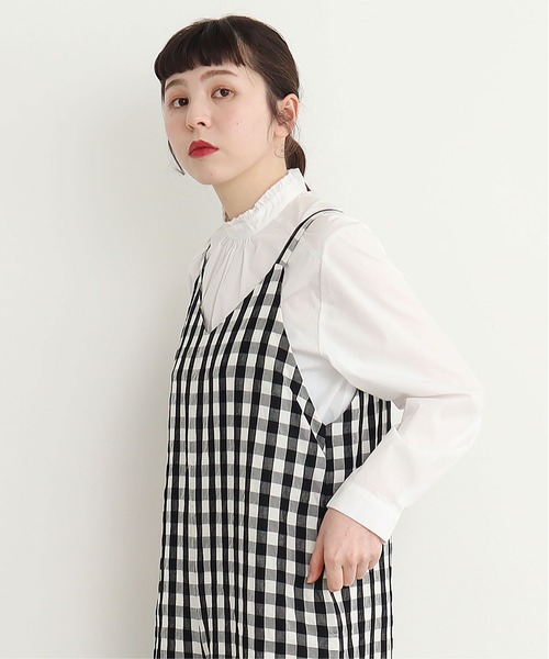 CHILD WOMAN(チャイルドウーマン)の「無地/ストライプ スタンドカラーシャツ(シャツ/ブラウス・レディース・ホワイト/ネイビー/ブラック・FREE)」の9枚目の写真
