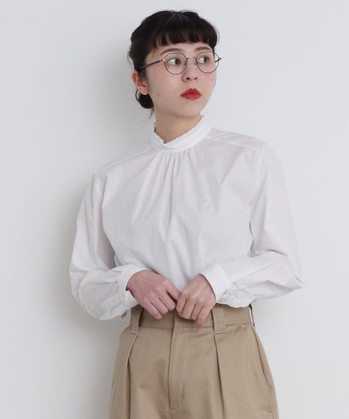 CHILD WOMAN(チャイルドウーマン)の「無地/ストライプ スタンドカラーシャツ(シャツ/ブラウス・レディース・ホワイト/ネイビー/ブラック・FREE)」の20枚目の写真