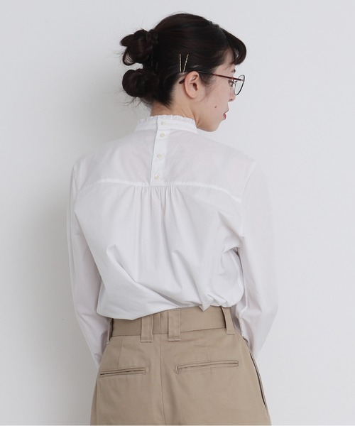 CHILD WOMAN(チャイルドウーマン)の「無地/ストライプ スタンドカラーシャツ(シャツ/ブラウス・レディース・ホワイト/ネイビー/ブラック・FREE)」の21枚目の写真