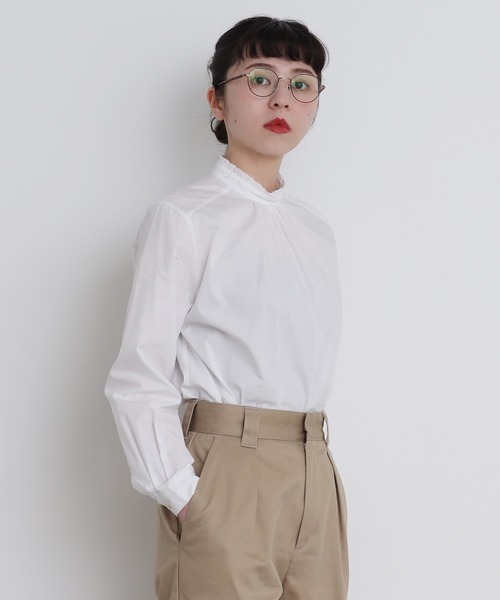 CHILD WOMAN(チャイルドウーマン)の「無地/ストライプ スタンドカラーシャツ(シャツ/ブラウス・レディース・ホワイト/ネイビー/ブラック・FREE)」の22枚目の写真